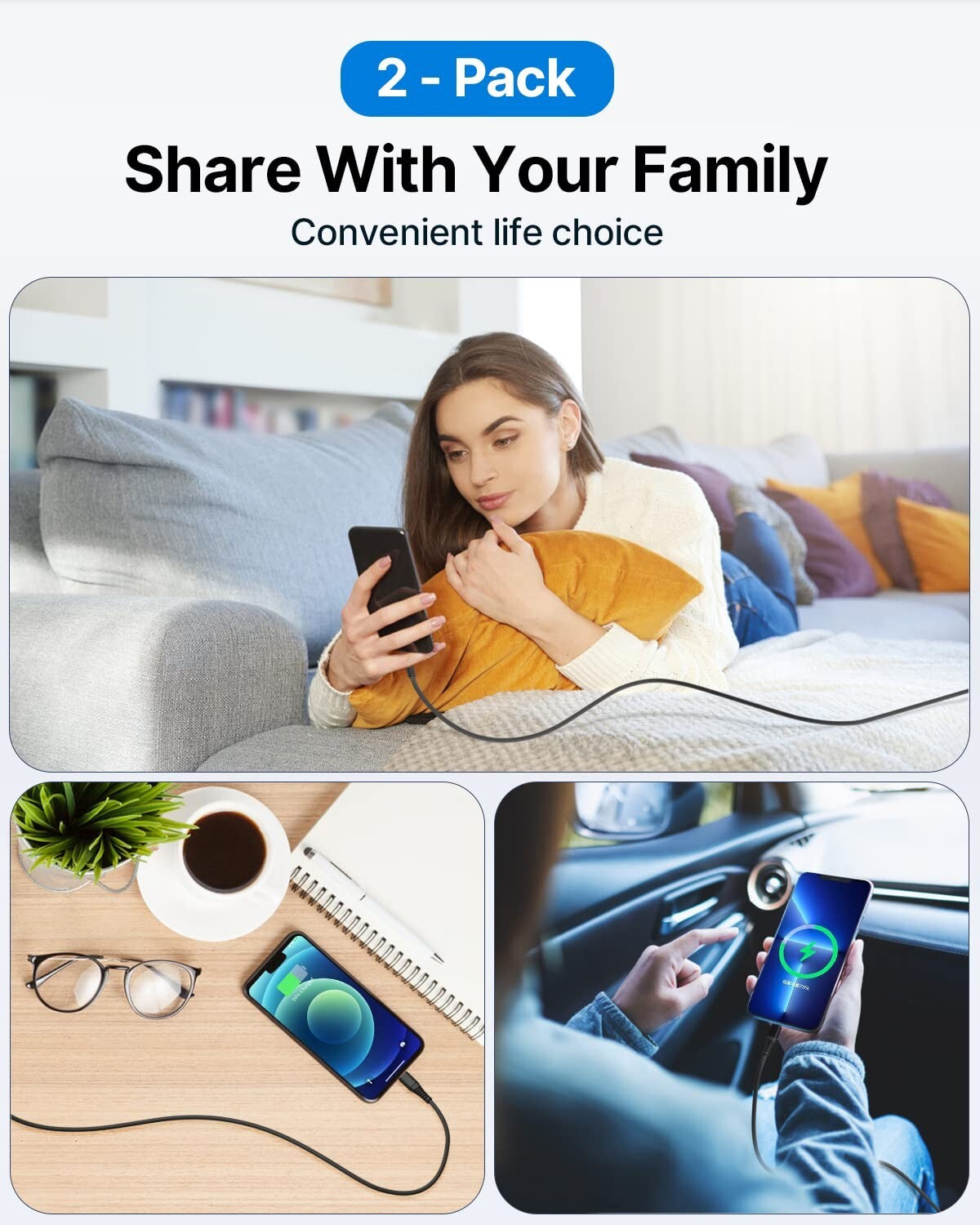 Lightning Cable 3M 2Pack, Extra Long Iphone Charger Cable Apple Mfi Certified Ip